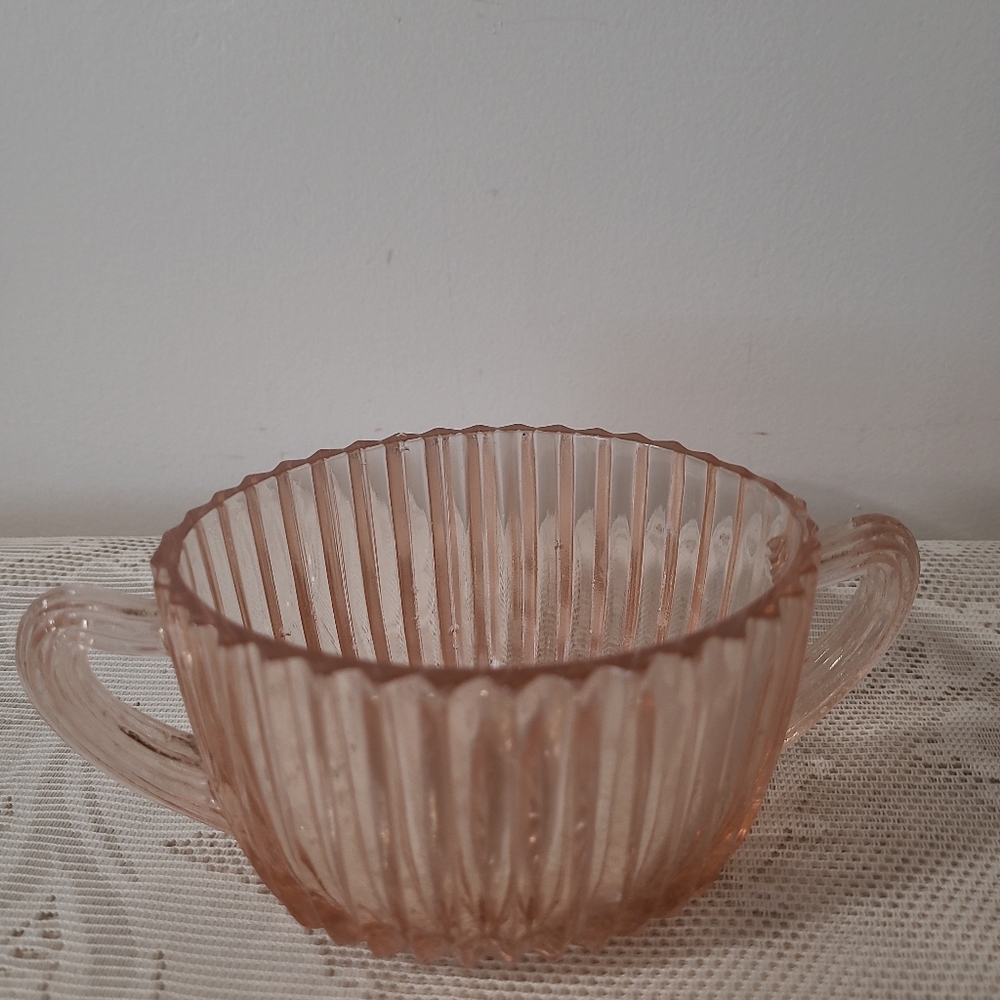 Pink Depression Glass Sugar Bowl